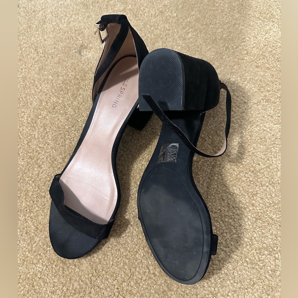 Black block heels with strap